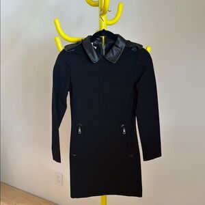 Burberry Black Mini Dress with Leather Details